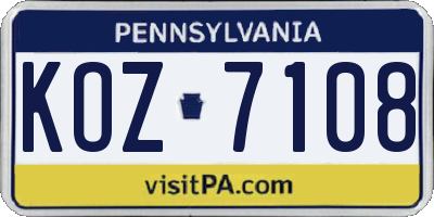 PA license plate KOZ7108