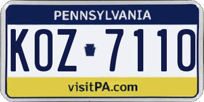 PA license plate KOZ7110