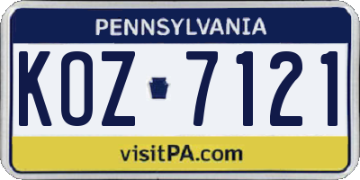 PA license plate KOZ7121