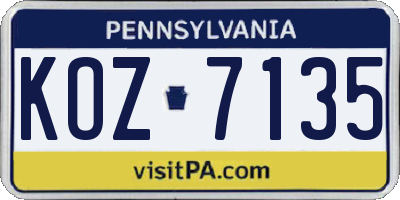 PA license plate KOZ7135