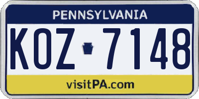 PA license plate KOZ7148