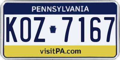PA license plate KOZ7167