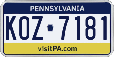 PA license plate KOZ7181