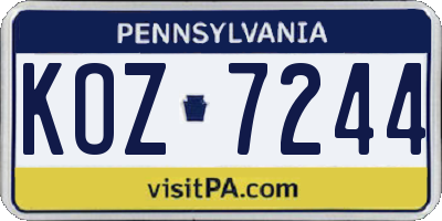 PA license plate KOZ7244