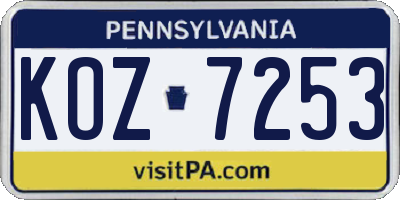 PA license plate KOZ7253