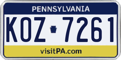 PA license plate KOZ7261