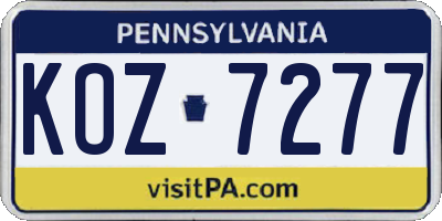 PA license plate KOZ7277