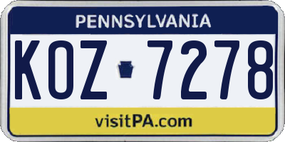 PA license plate KOZ7278