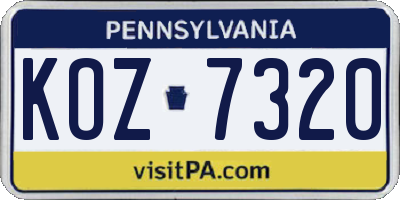 PA license plate KOZ7320