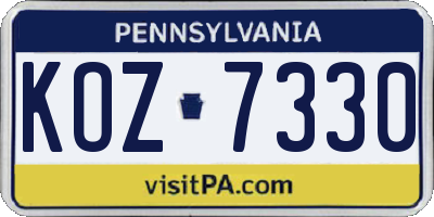 PA license plate KOZ7330