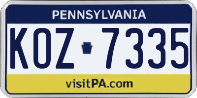 PA license plate KOZ7335
