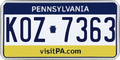 PA license plate KOZ7363