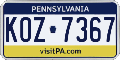 PA license plate KOZ7367
