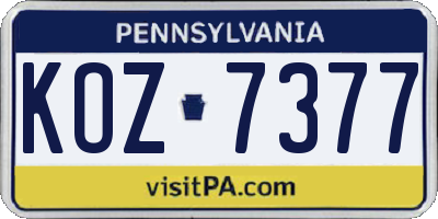 PA license plate KOZ7377