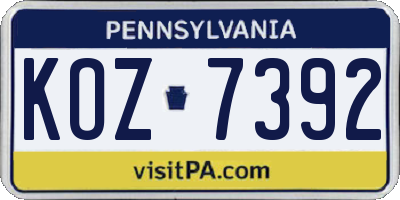 PA license plate KOZ7392