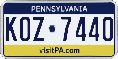 PA license plate KOZ7440