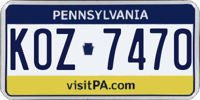 PA license plate KOZ7470