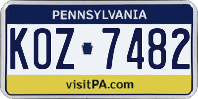 PA license plate KOZ7482