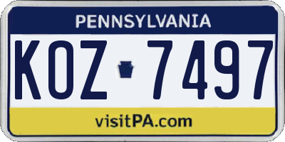 PA license plate KOZ7497