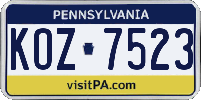 PA license plate KOZ7523