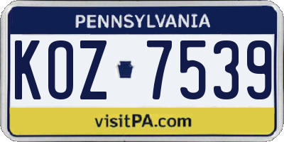 PA license plate KOZ7539