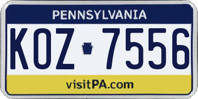 PA license plate KOZ7556