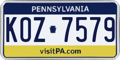 PA license plate KOZ7579