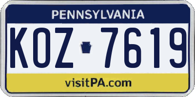 PA license plate KOZ7619