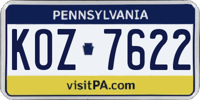 PA license plate KOZ7622