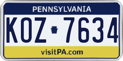 PA license plate KOZ7634
