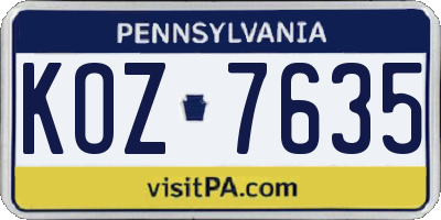 PA license plate KOZ7635