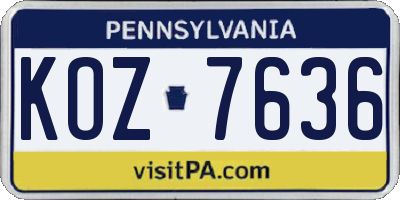 PA license plate KOZ7636