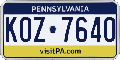 PA license plate KOZ7640