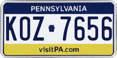 PA license plate KOZ7656