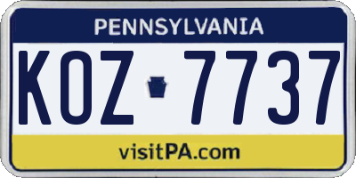 PA license plate KOZ7737