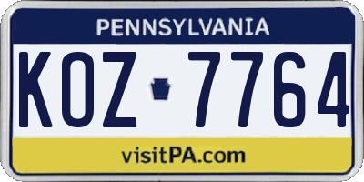 PA license plate KOZ7764