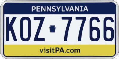 PA license plate KOZ7766