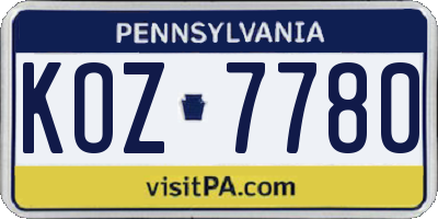 PA license plate KOZ7780