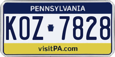 PA license plate KOZ7828