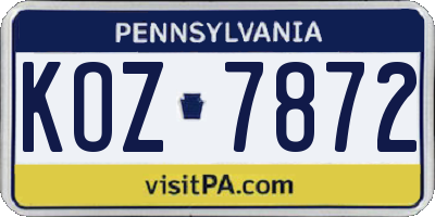PA license plate KOZ7872