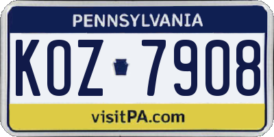 PA license plate KOZ7908