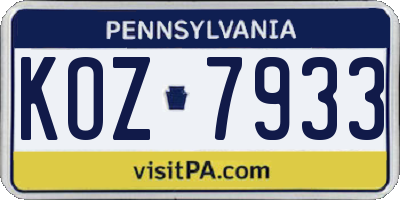 PA license plate KOZ7933