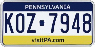 PA license plate KOZ7948