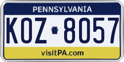 PA license plate KOZ8057
