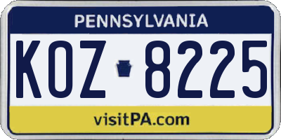 PA license plate KOZ8225
