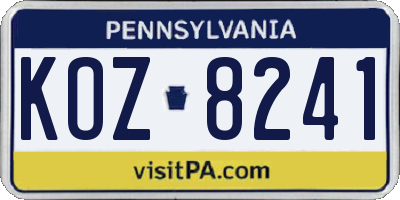 PA license plate KOZ8241