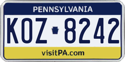 PA license plate KOZ8242