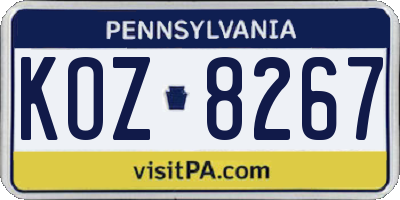 PA license plate KOZ8267