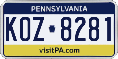 PA license plate KOZ8281