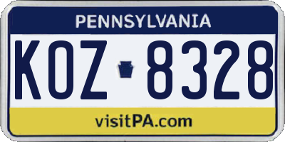 PA license plate KOZ8328